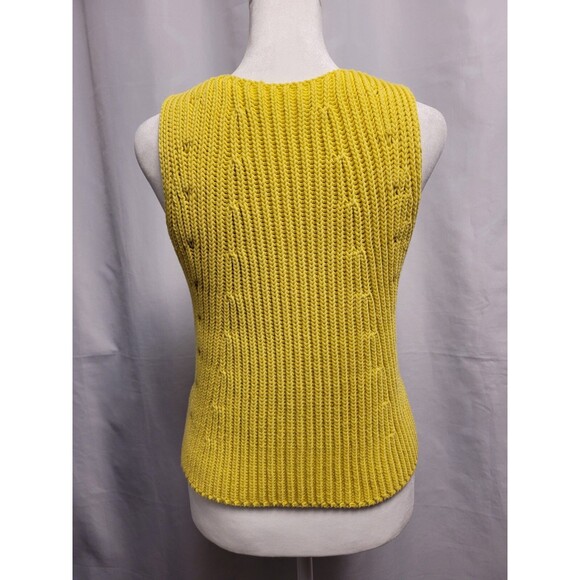 Vince Chunky Rib Sleeveless Thick Sweater Vest Yellow Womens Size XS Preppy - Picture 4 of 9